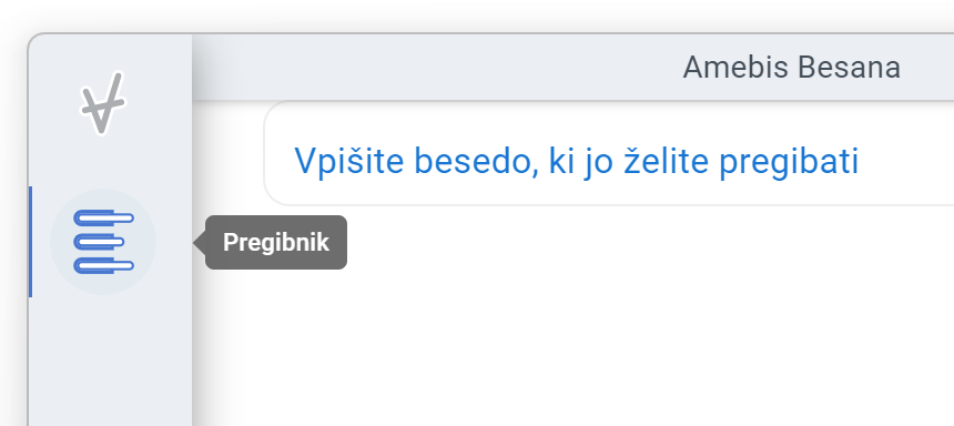 Okno Pregibnika v aplikaciji Amebis Besana